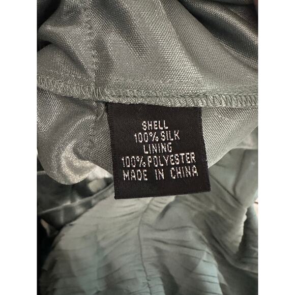 ADRIANNA PAPELL Shutter Pleat Dress Bolero Jacket Silk Sea Glass Green Sz 12 NWT - Picture 7 of 10